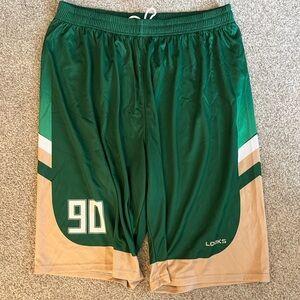 Green and Tan Men's Sports Shorts